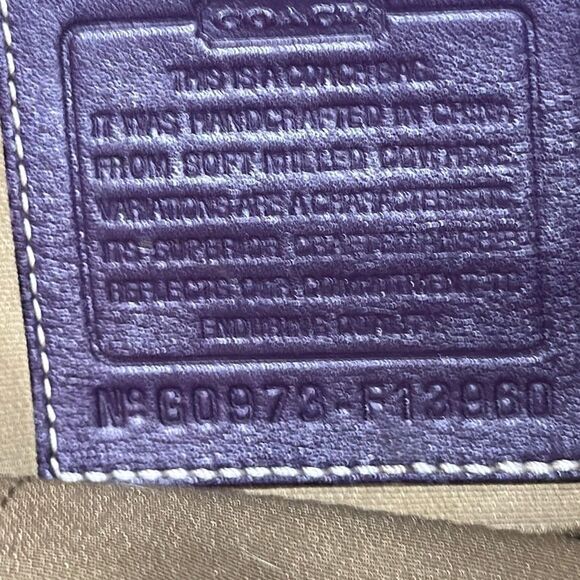 Coach Hamilton Purple Pebbled Leather Shoulder Tote Bag Handbag No. G0973-F13960 - Picture 7 of 15